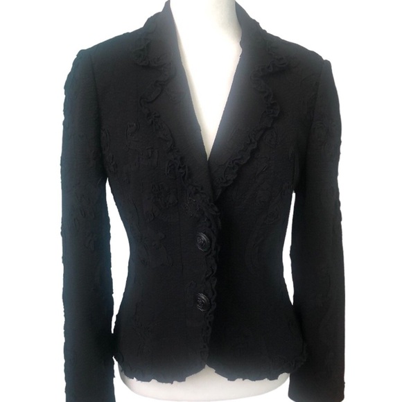 INSIGHT Black Appliqué Blazer, Size 6 - Picture 1 of 12